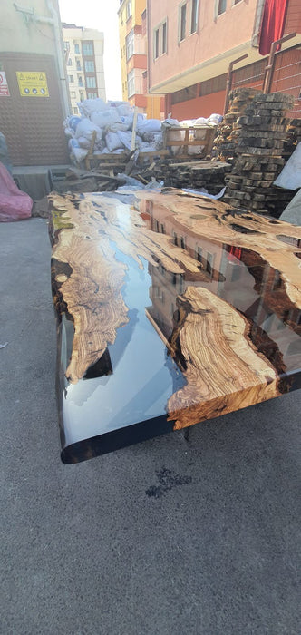 Olive Wood Epoxy Table, Olive Wood Table, Custom 76” x 38” Olive Smokey Gray Table, Epoxy Resin Table, Custom  Order for Kevin He