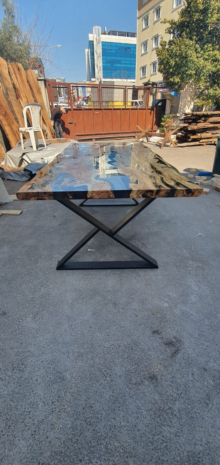 Olive Wood Epoxy Table, Olive Wood Table, Custom 76” x 38” Olive Smokey Gray Table, Epoxy Resin Table, Custom  Order for Kevin He