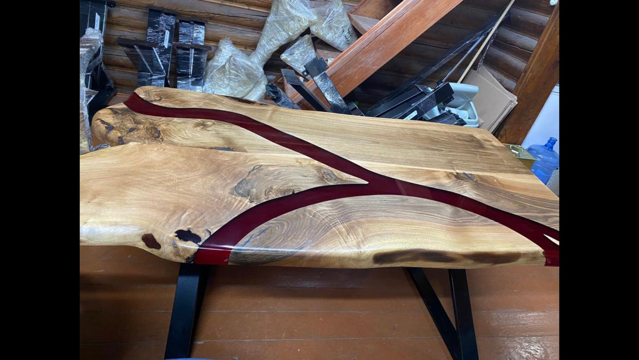 Custom 68” x 38” Black Walnut Red Epoxy Pittsburgh River Dining Table, Handmade Red Epoxy  Lake Table, Order for Sarah #LifeisForEnjoying