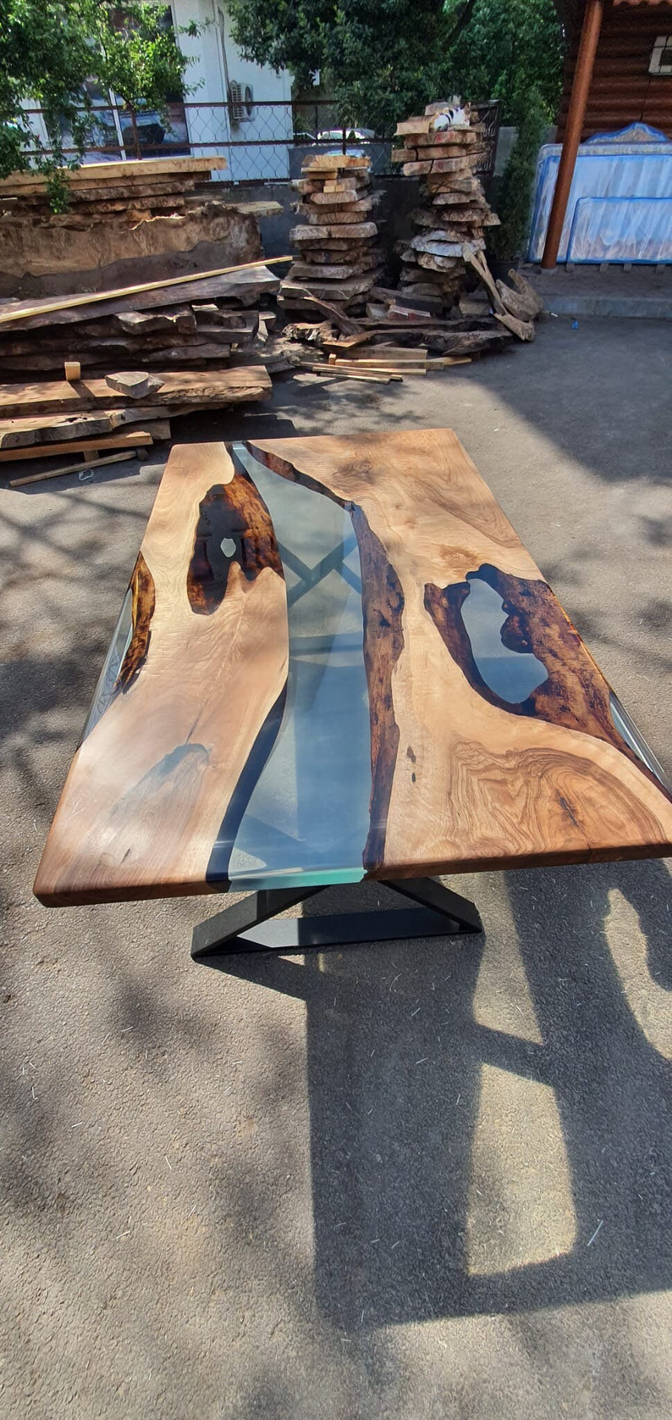 Handmade Epoxy Table, Custom 72” x 42” Walnut Table, Clear Epoxy Table, River Table, Live Edge Table, Custom  Order for Mark V