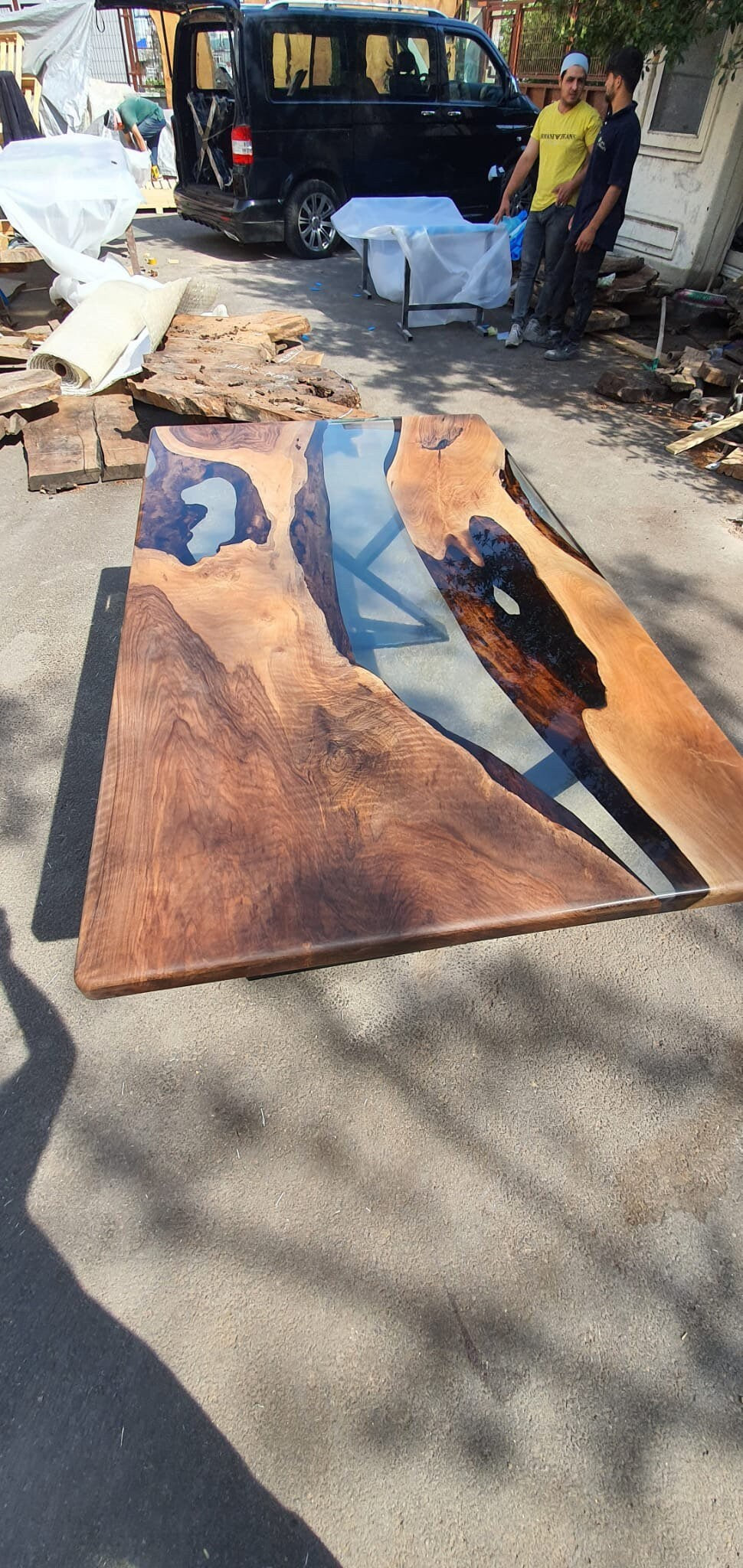 Handmade Epoxy Table, Custom 72” x 42” Walnut Table, Clear Epoxy Table, River Table, Live Edge Table, Custom  Order for Mark V