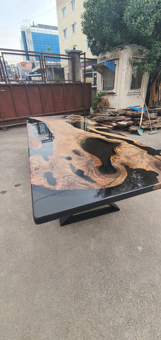 Epoxy Resin River Table, Custom 98” x 42” Walnut Black Table, Epoxy River Dining Table. Handmade Epoxy Table, Custom Order for Irina