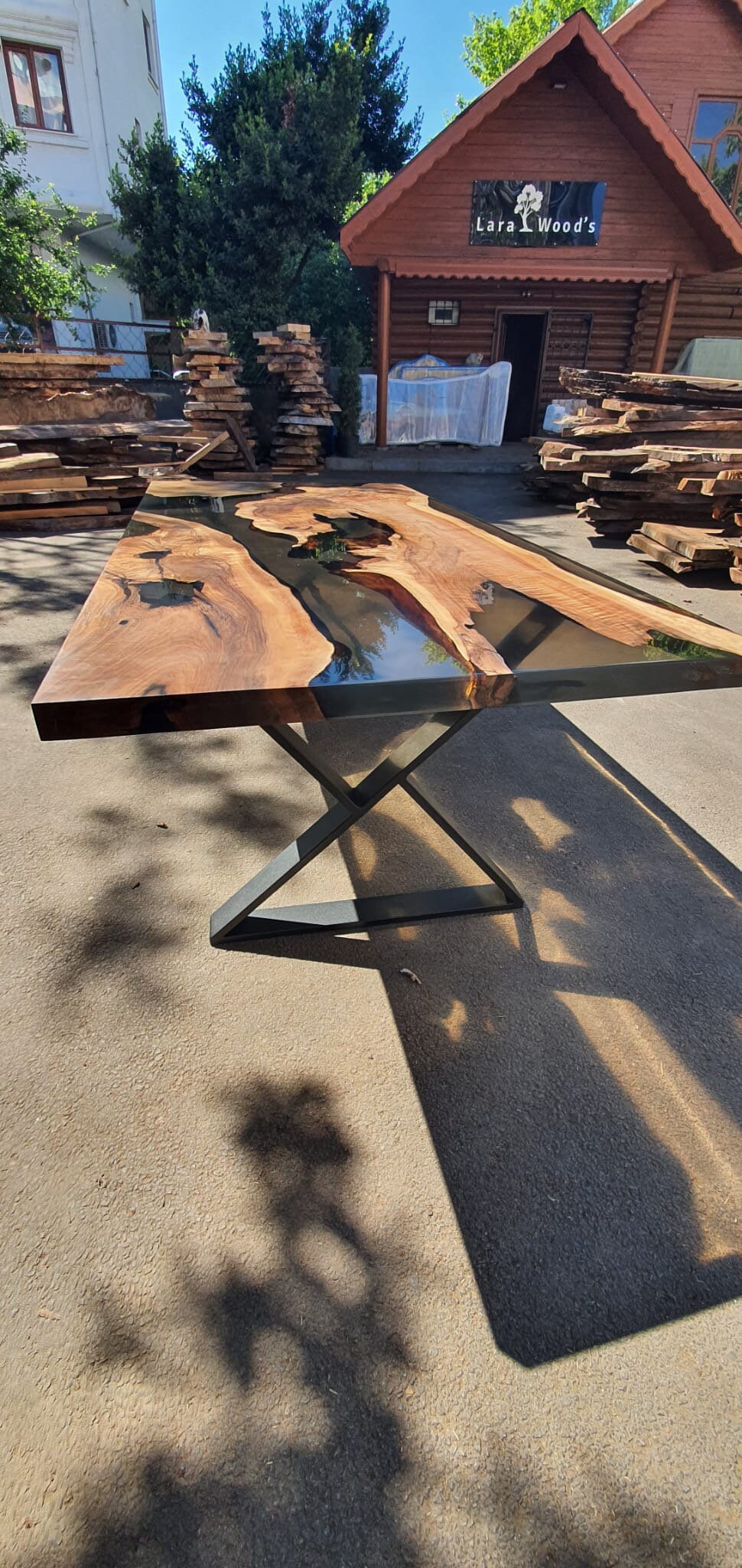 Live Edge Table, Clear Epoxy Table, Custom 84” x 40” Walnut Smokey Gray Table, Epoxy River Table, Handmade Epoxy Table, Order for Suchi