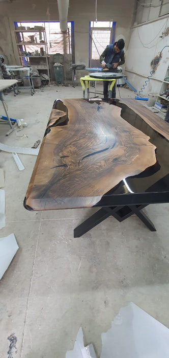 Epoxy Dining Table, River Table, Custom 72” x 42” Walnut Smokey Gray Table, Epoxy ResinTable, Live Edge Table, Custom  Order for James