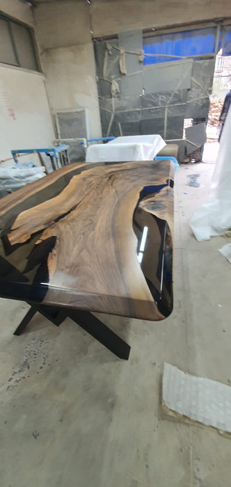 Epoxy Dining Table, River Table, Custom 72” x 42” Walnut Smokey Gray Table, Epoxy ResinTable, Live Edge Table, Custom  Order for James