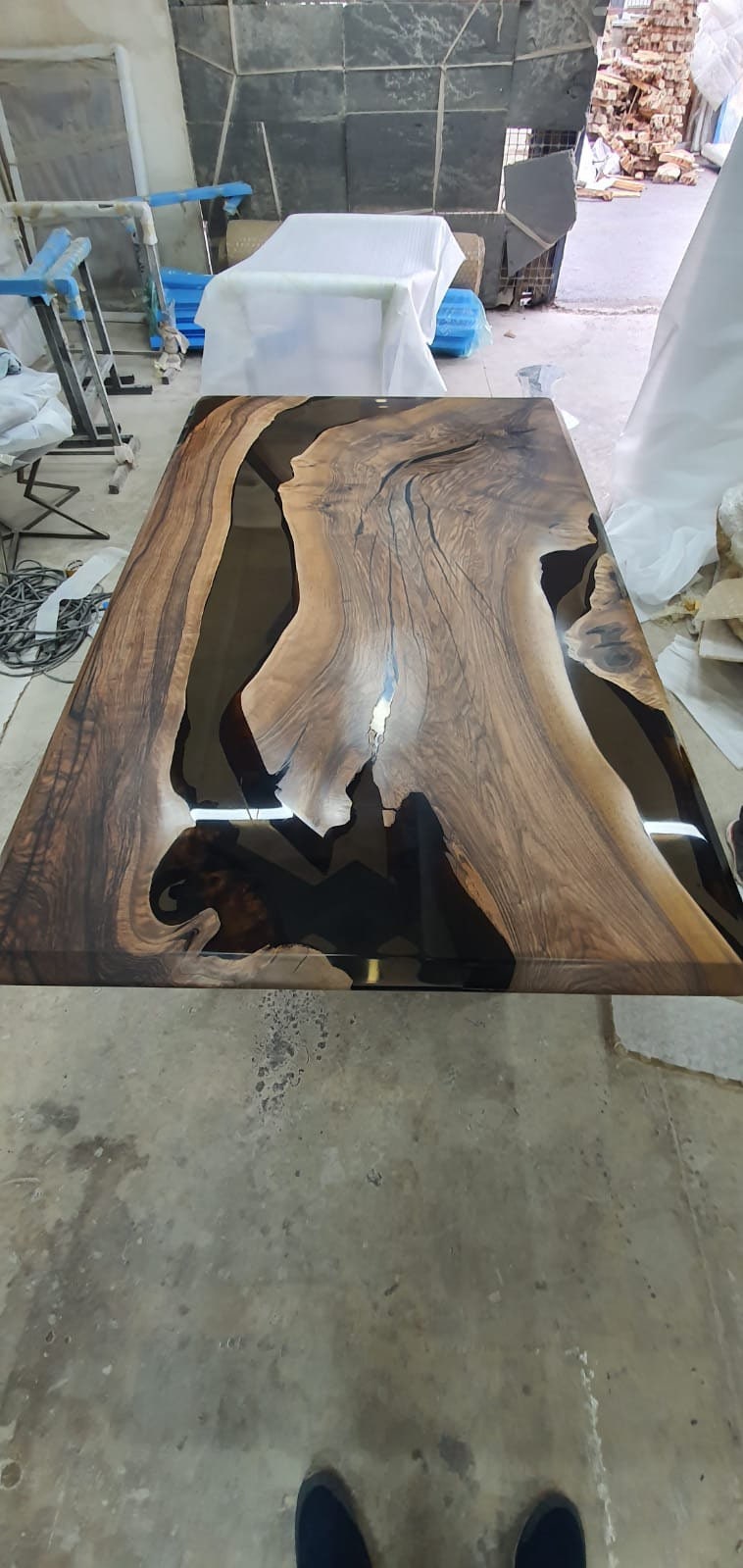 Epoxy Dining Table, River Table, Custom 72” x 42” Walnut Smokey Gray Table, Epoxy ResinTable, Live Edge Table, Custom  Order for James