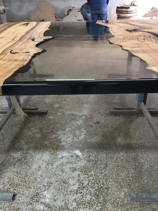 Walnut Dining Table, Custom 84” x 84” Chestnut Smokey Gray Table, Epoxy Table, Live Edge Table, River Table, Custom  Order for Er