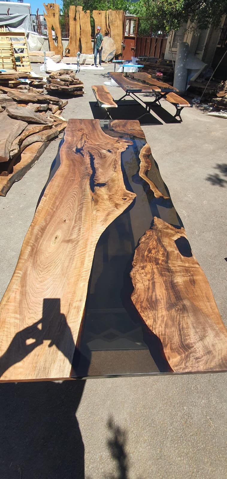 Walnut Dining Table, Clear Epoxy Table, Custom 115” x 36” Walnut Smokey Gray Table, Epoxy River Table, Custom Order for Dave & Vero