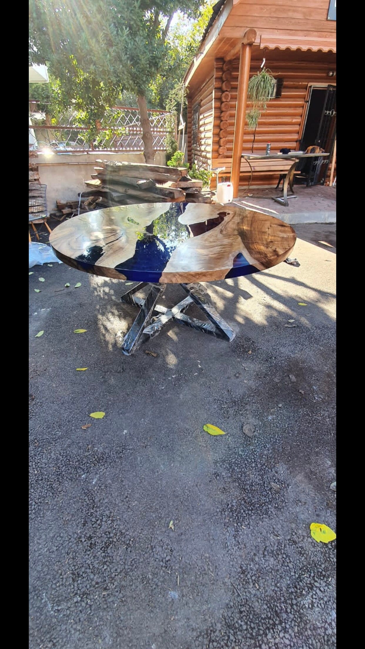 Round Dining Table, Epoxy Coffee Table, Custom 60” Diameter Round Walnut Wood Cobalt Blue Table, Epoxy Dining Table, Order for Lisa V