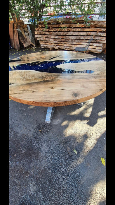 Round Dining Table, Epoxy Coffee Table, Custom 60” Diameter Round Walnut Wood Cobalt Blue Table, Epoxy Dining Table, Order for Lisa V