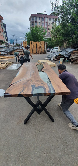 Wooden Table, Live Edge Table, Epoxy Resin Table, Custom 220cm x 100cm Table, Walnut Clear Epoxy Table, River Dining Table, Order for Keith