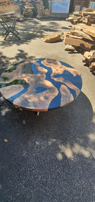 Epoxy Coffee Table, Epoxy Resin Table, Live Edge Table, Custom 48” Diameter Round Walnut Table, Epoxy Table, Custom  Order for Michele