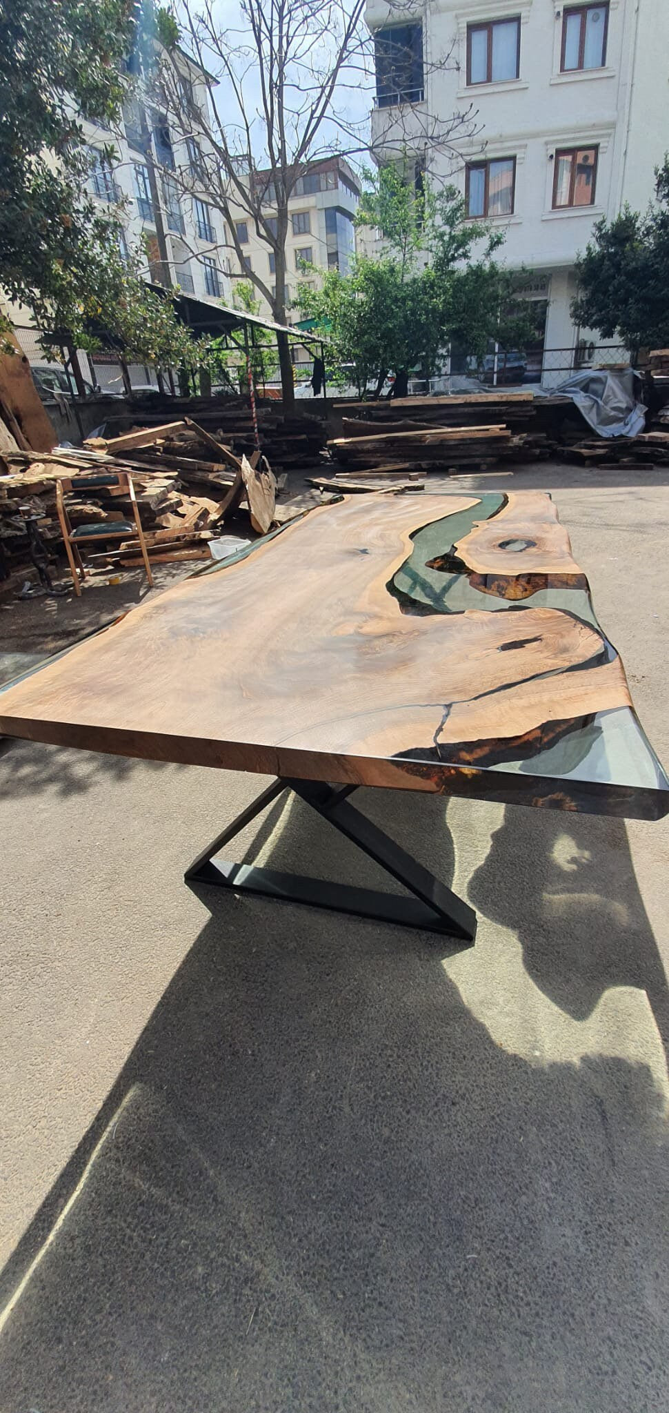 Live Edge Table, River Table, Epoxy Resin Table, Custom 88” x 40” Walnut Smokey Gray Table, Epoxy River Dining Table, Order for Roberto