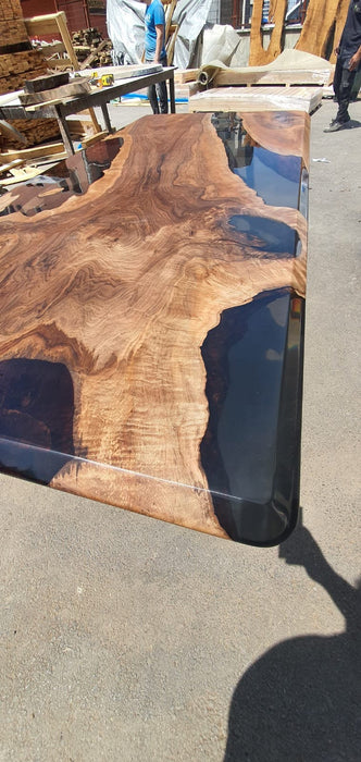 Epoxy Resin Table, Live Edge Table, Custom 96” x 42” Walnut Smoke Gray Table, Epoxy River Table, Custom Order for Andrea W