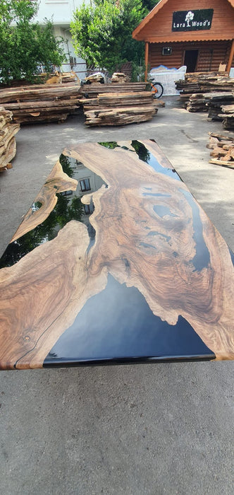 Custom Epoxy Resin Table, 108” x 48” Walnut Black Epoxy Table, Epoxy Dining Table, Live Edge Table, Custom Order for Lance