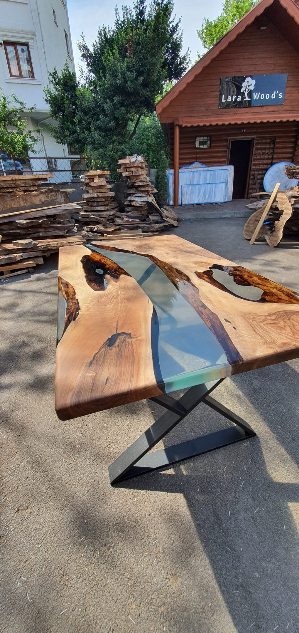 Handmade Epoxy Table, Custom 72” x 42” Walnut Table, Clear Epoxy Table, River Table, Live Edge Table, Custom  Order for Mark V