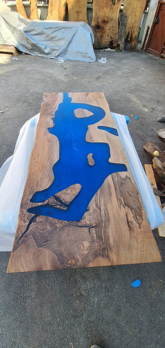 Epoxy Table, Epoxy Dining Table, Walnut Epoxy Table, River Dining Table, Custom 60” x 24” Walnut Blue Epoxy River Table Order for Jessica