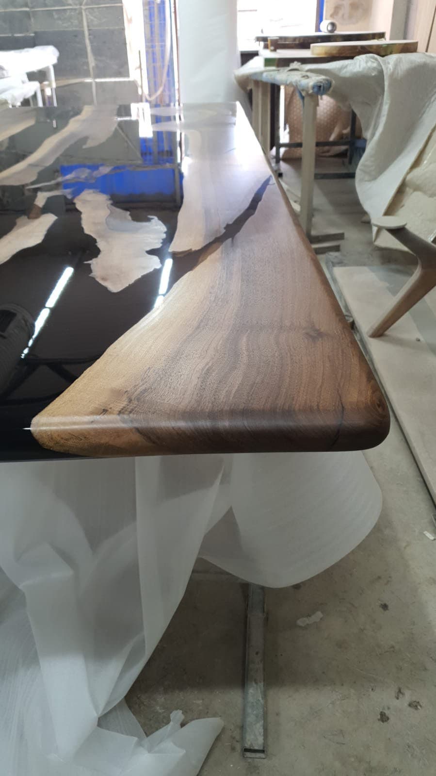 Live Edge Table, River Table, Custom 96” x 40” Walnut Black Table, Epoxy River Dining Table, Custom Order for Kevon