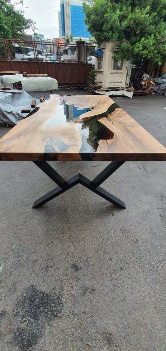 Walnut Dining Table, Epoxy Dining Table, Custom 84” x 38” Walnut Smokey Gray Table, Epoxy River Dining Table,Custom Order for Alric