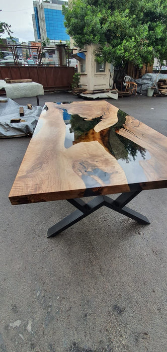 Walnut Dining Table, Epoxy Dining Table, Custom 84” x 38” Walnut Smokey Gray Table, Epoxy River Dining Table,Custom Order for Alric