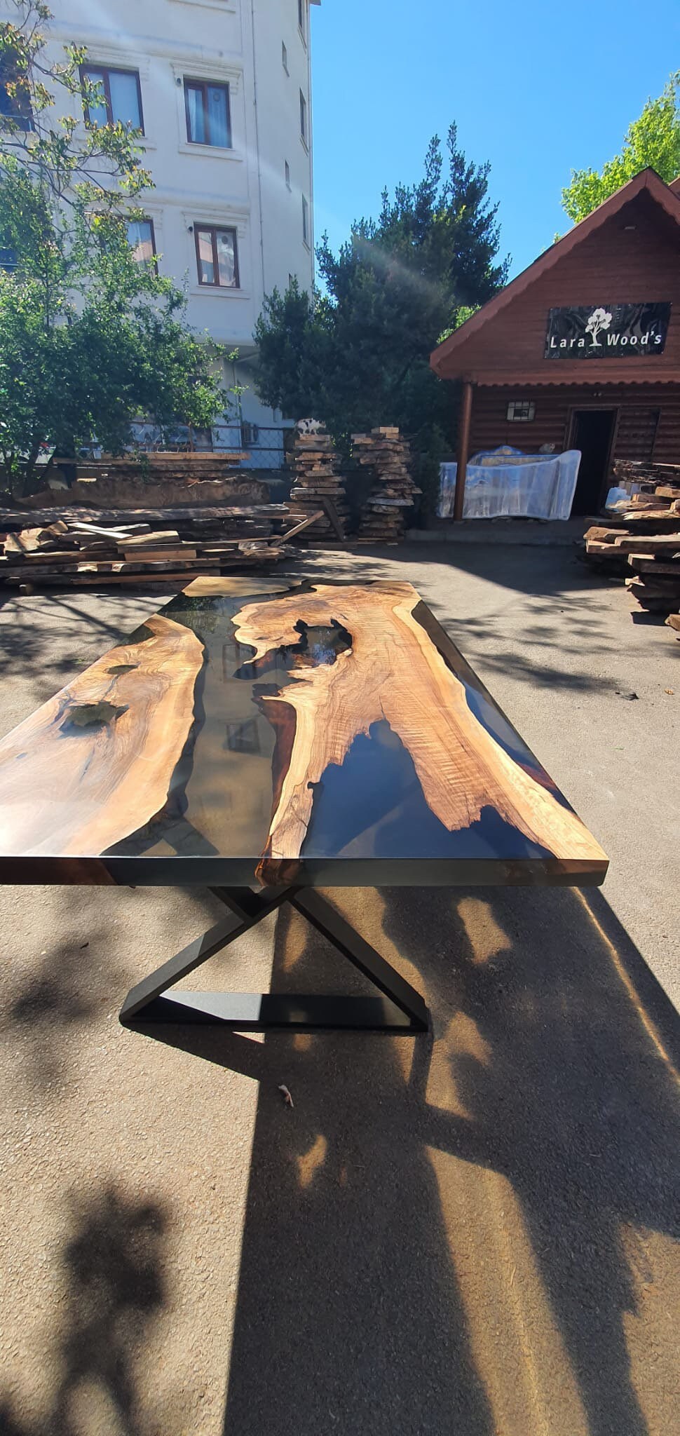 Live Edge Table, Clear Epoxy Table, Custom 84” x 40” Walnut Smokey Gray Table, Epoxy River Table, Handmade Epoxy Table, Order for Suchi