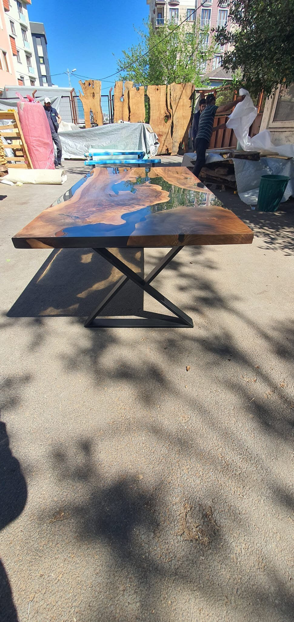 Live Edge Table, Clear Epoxy Table, Custom 84” x 40” Walnut Smokey Gray Table, Epoxy River Table, Handmade Epoxy Table, Order for Suchi