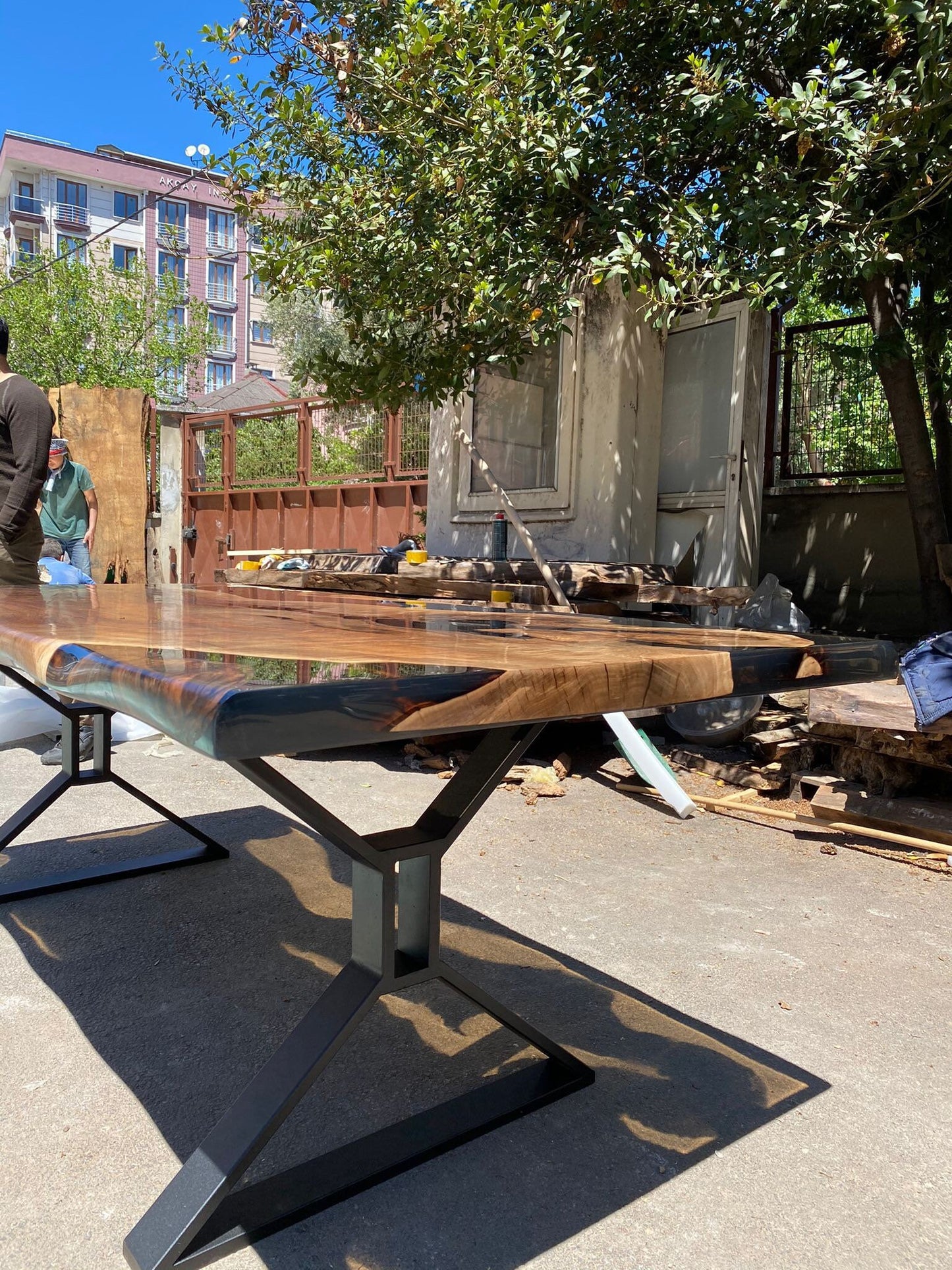 Clear Epoxy Table, Epoxy Resin Table, Live Edge Table, Custom 84” x 36” Walnut Smokey Gray Table, Epoxy River Table, Order for Angela F