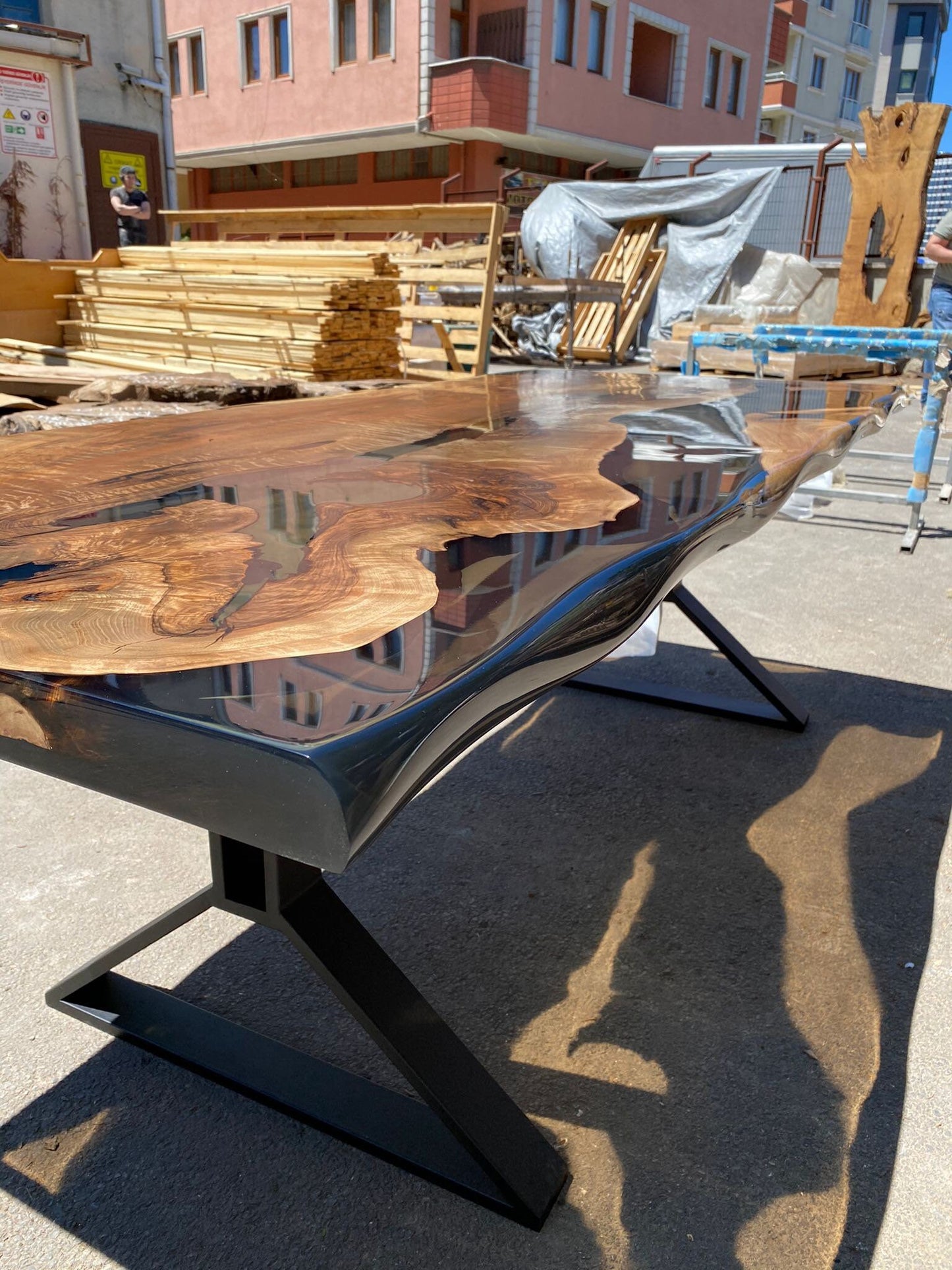 Clear Epoxy Table, Epoxy Resin Table, Live Edge Table, Custom 84” x 36” Walnut Smokey Gray Table, Epoxy River Table, Order for Angela F