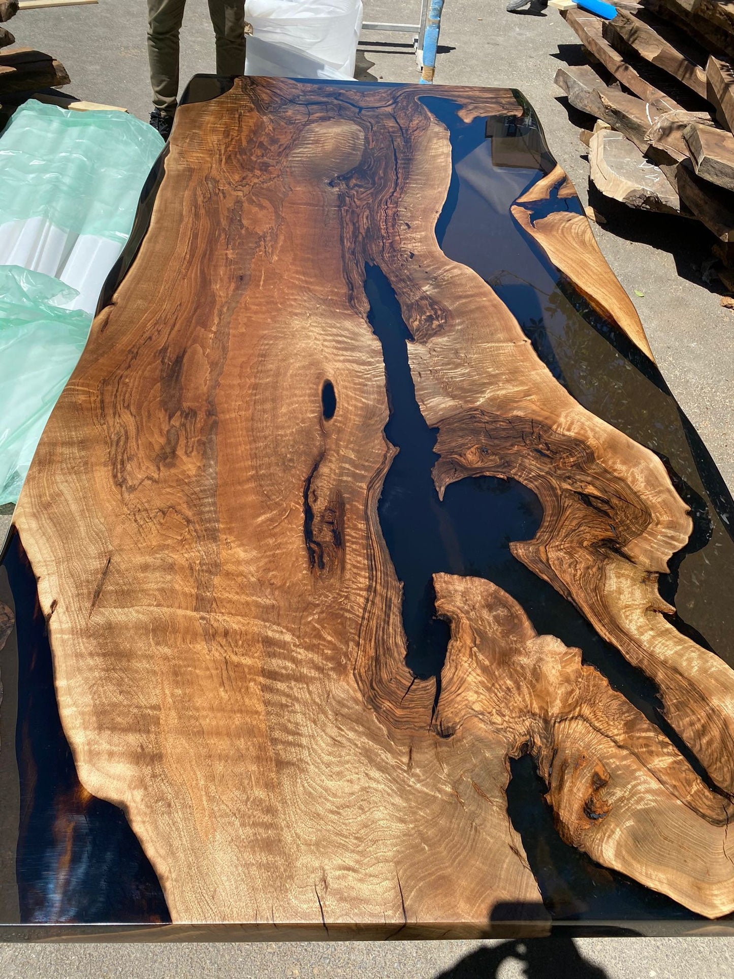 Epoxy Resin Table, Live Edge Table, Custom 84” x 38” Walnut Black Epoxy Table, Epoxy River Table, Order for Ted