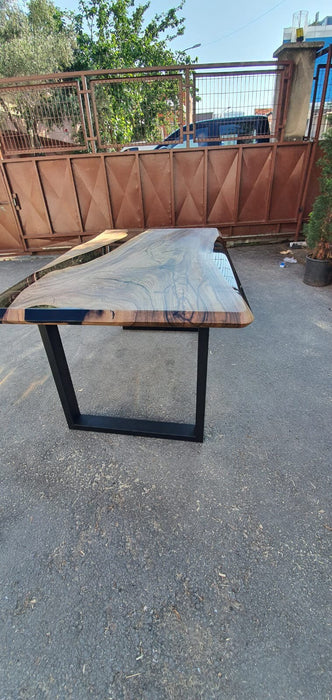 Handmade Epoxy Table, River Table, Custom 60” x 36” Walnut Smoke Gray Table, Epoxy River Table, Custom Order for Rebecca M