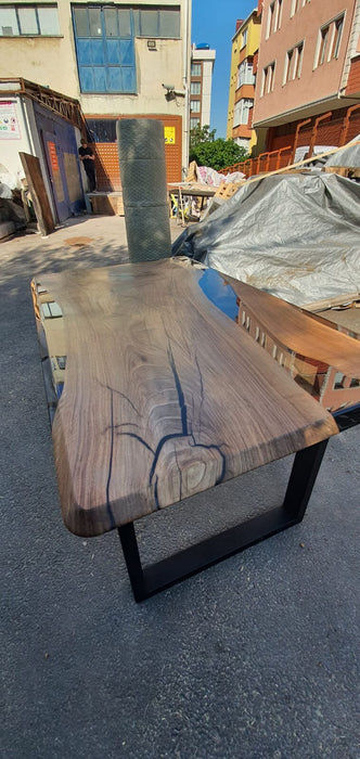 Handmade Epoxy Table, River Table, Custom 60” x 36” Walnut Smoke Gray Table, Epoxy River Table, Custom Order for Rebecca M