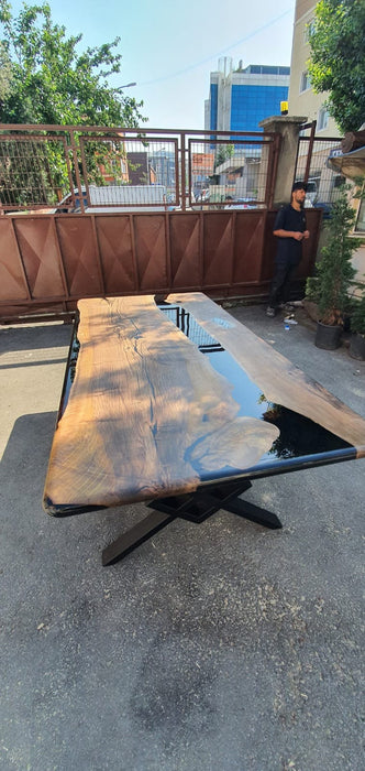 Walnut Dining Table, Custom 84” x 42" Black Epoxy River Table, Live Edge Table, River Table, Wooden Table, Custom Order for Neelima