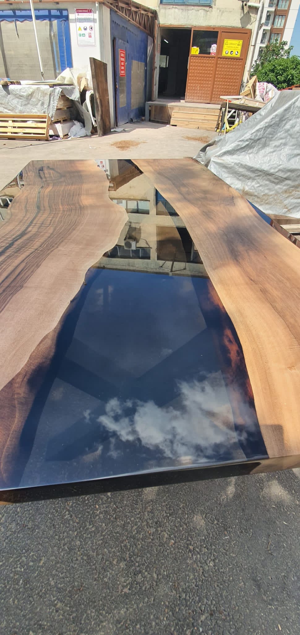 Live Edge Table, Epoxy Dining Table, Epoxy Resin Table, Custom 72” x 42” Walnut Smokey Gray Table, Epoxy Dining Table Order for Nazia