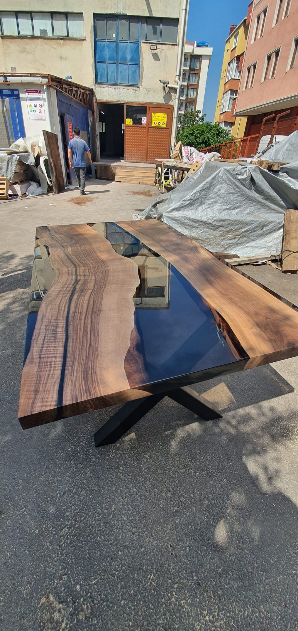 Live Edge Table, Epoxy Dining Table, Epoxy Resin Table, Custom 72” x 42” Walnut Smokey Gray Table, Epoxy Dining Table Order for Nazia