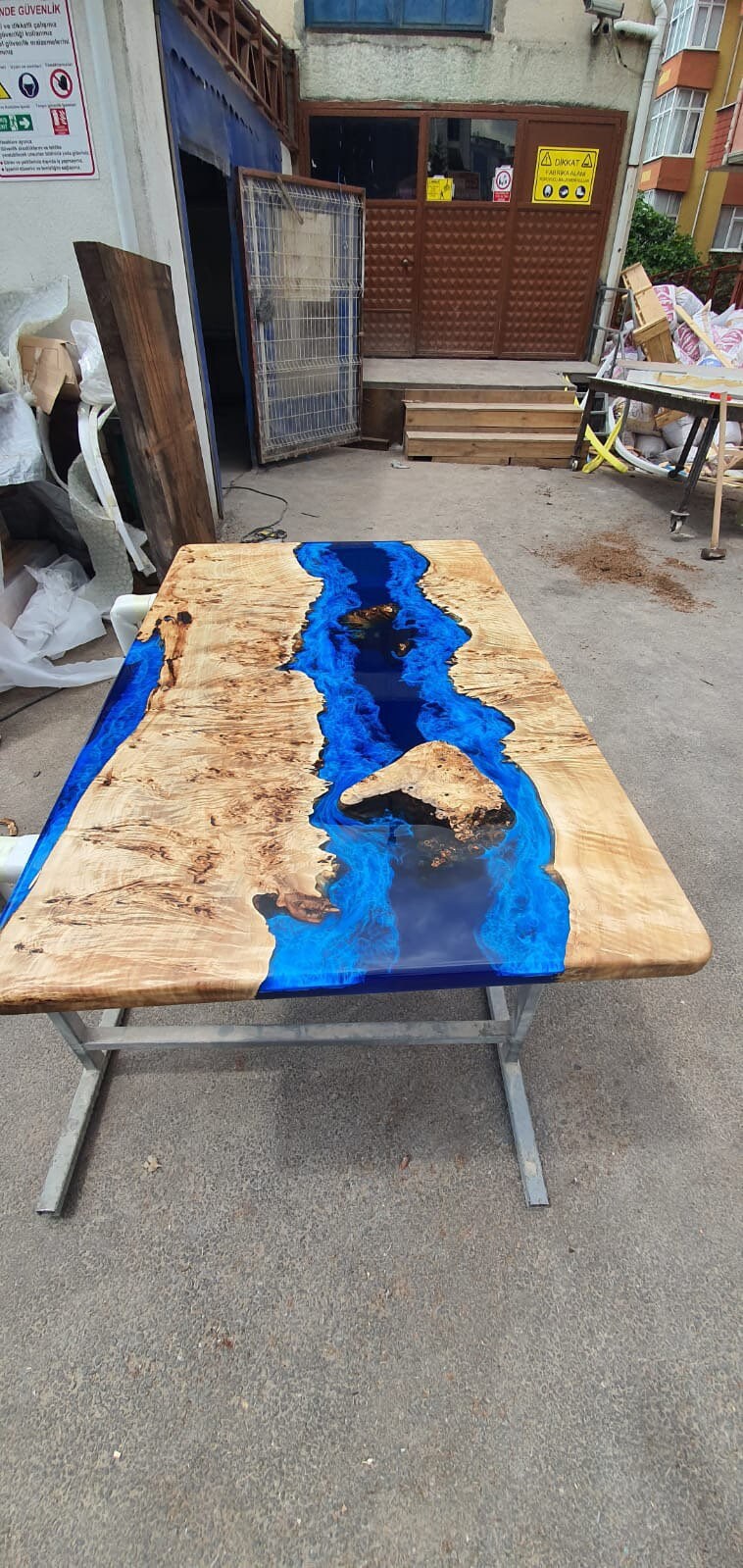 Blue Epoxy Table, Poplar Table, Custom 60” x 36” Poplar Wood Blue, Turquoise Table, Epoxy River Coffee Table, Custom Order for Kelly