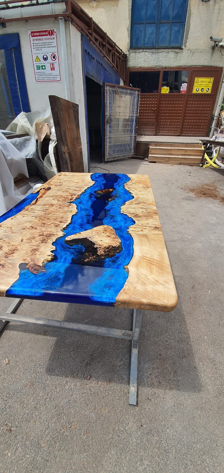 Blue Epoxy Table, Poplar Table, Custom 60” x 36” Poplar Wood Blue, Turquoise Table, Epoxy River Coffee Table, Custom Order for Kelly