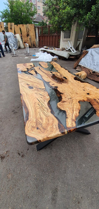 Olive Wood Epoxy Table, Custom 84” x 40” Olive Wood Table, Clear Epoxy Table,  Epoxy Dining Table, Custom Order for Rayanne