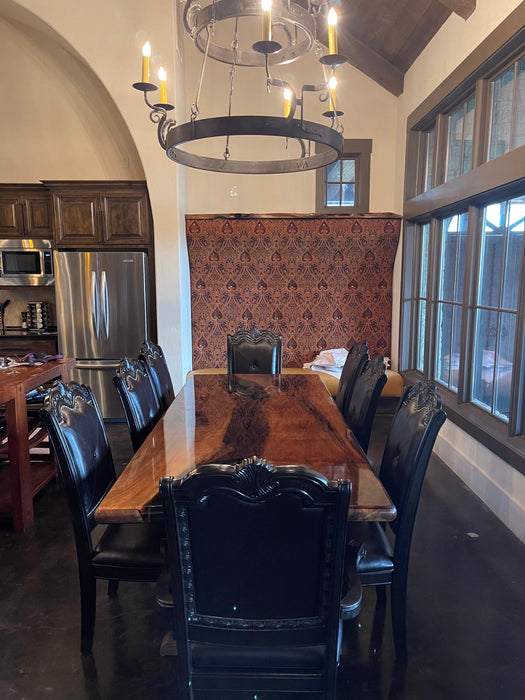 Epoxy Dining Table, Custom 96” x 40” Walnut Shiny Black Table, Epoxy River Dining Table, Custom Order for Kiera S