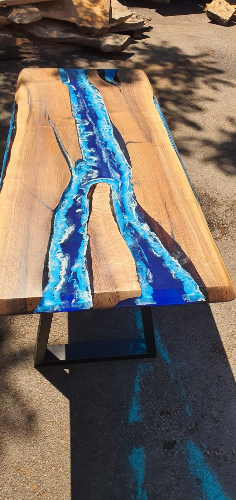 Walnut Dining Table, Custom 66” x 28” Walnut Ocean Blue, Turquoise White Waves Table, Epoxy River Table,  Resin Table, Order for Theresa C