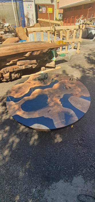 Epoxy Coffee Table, Epoxy Resin Table, Live Edge Table, Custom 48” Diameter Round Walnut Table, Epoxy Table, Custom  Order for Michele