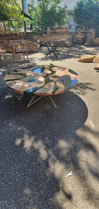 Epoxy Coffee Table, Epoxy Resin Table, Live Edge Table, Custom 48” Diameter Round Walnut Table, Epoxy Table, Custom  Order for Michele