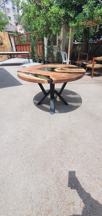 Epoxy Coffee Table, Custom Coffee Table, Custom 50” Diameter Round Table, Walnut Wood Smokey Gray Table, Epoxy Table, Order for Denise P