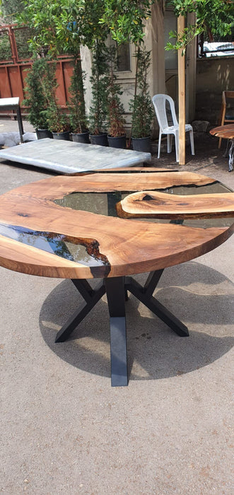 Epoxy Coffee Table, Custom Coffee Table, Custom 50” Diameter Round Table, Walnut Wood Smokey Gray Table, Epoxy Table, Order for Denise P