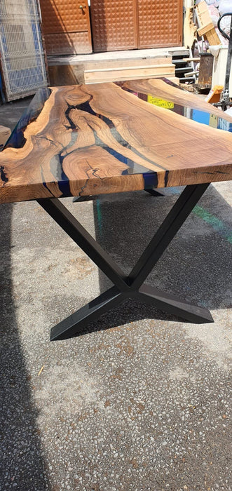 Handmade Epoxy Table, Custom 80” x 36” Walnut Blue, Turquoise, Green Table, Epoxy River Table, Live Edge Table, Custom Order for Tim H