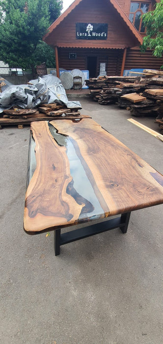 Handmade Epoxy Table, Epoxy Resin Table, Custom 70” x 36” Walnut Table, Clear Epoxy Table, River Dining Table, Custom Order for Aly