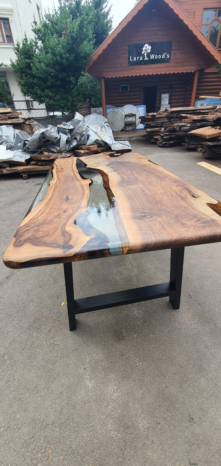 Handmade Epoxy Table, Epoxy Resin Table, Custom 70” x 36” Walnut Table, Clear Epoxy Table, River Dining Table, Custom Order for Aly