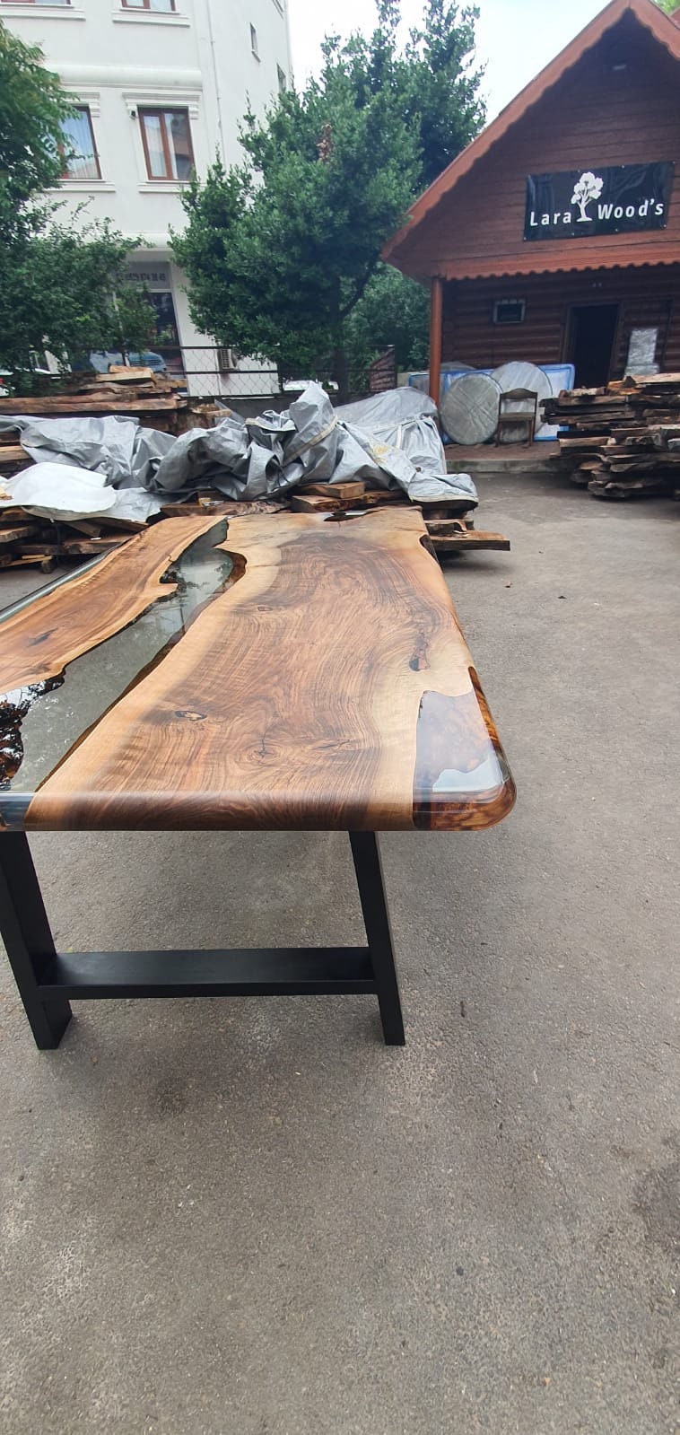 Handmade Epoxy Table, Epoxy Resin Table, Custom 70” x 36” Walnut Table, Clear Epoxy Table, River Dining Table, Custom Order for Aly