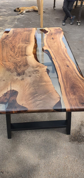 Handmade Epoxy Table, Epoxy Resin Table, Custom 70” x 36” Walnut Table, Clear Epoxy Table, River Dining Table, Custom Order for Aly