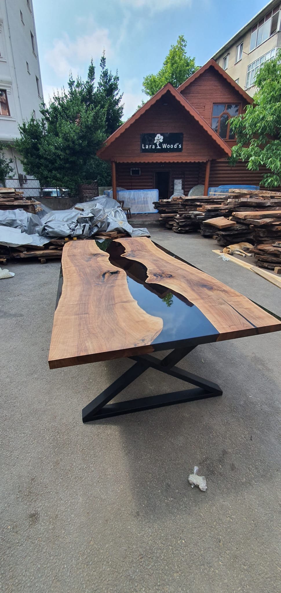 Walnut Dining Table, Epoxy Table, Epoxy Dining Table, Epoxy River Table, Custom 115” x 51” Smokey Epoxy River Table, Order for Simone M