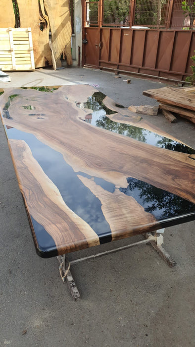 Custom Epoxy Resin Table, 108” x 48” Walnut Black Epoxy Table, Epoxy Dining Table, Live Edge Table, Custom Order for Lance